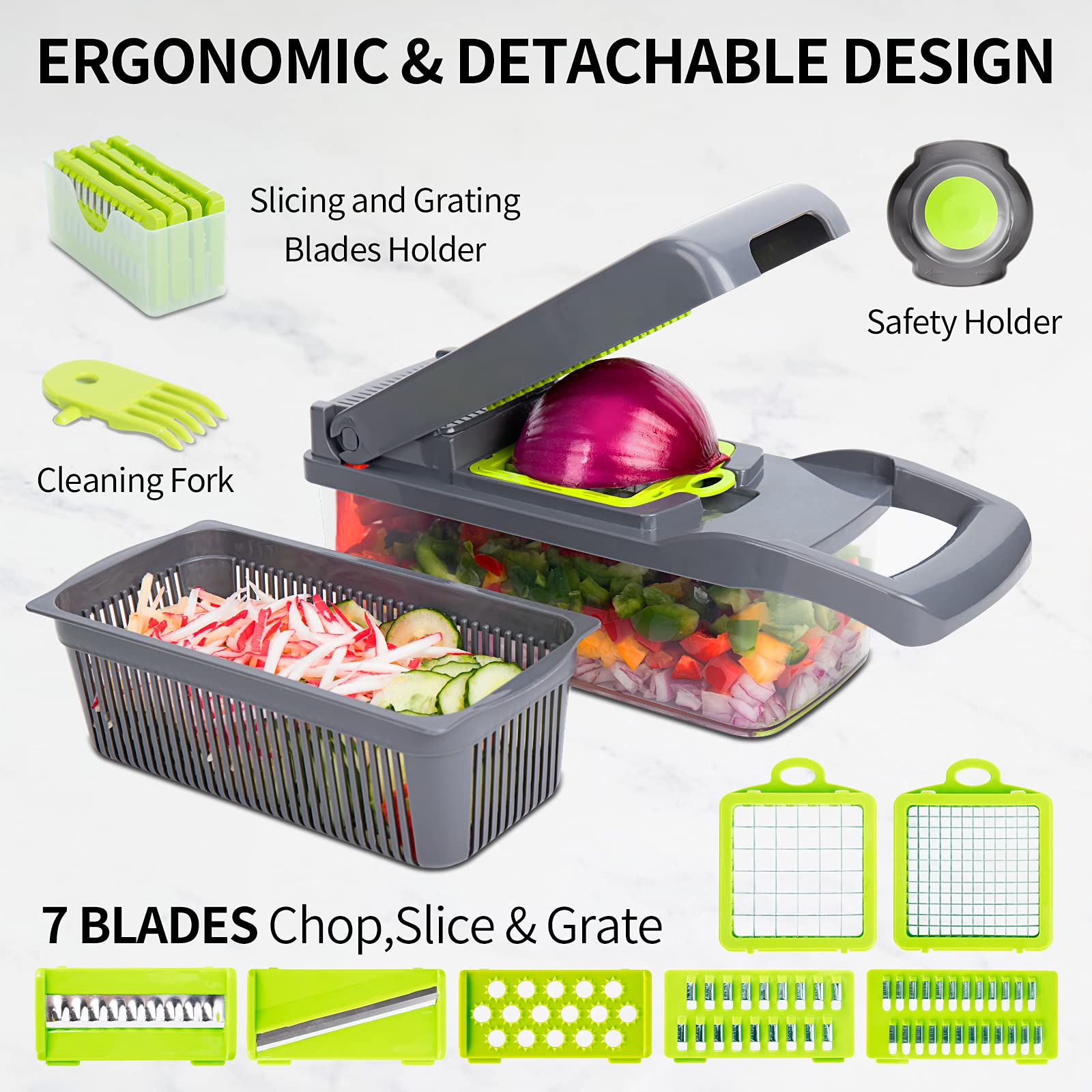 Slicer slicer vegetable grater container, CATEGORIES \ Kitchen \ Choppers  and slicers